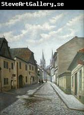 unknow artist A street in Czech town Vysoke Myto with Smekals  bakery